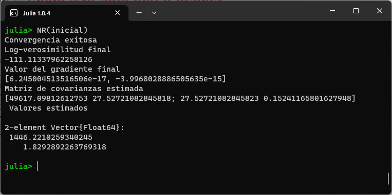 Resultado del algoritmo en Julia